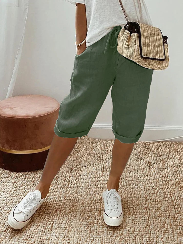 Luxa Mode | Short Cotton-Linen Elegant Pants - Luxa Mode