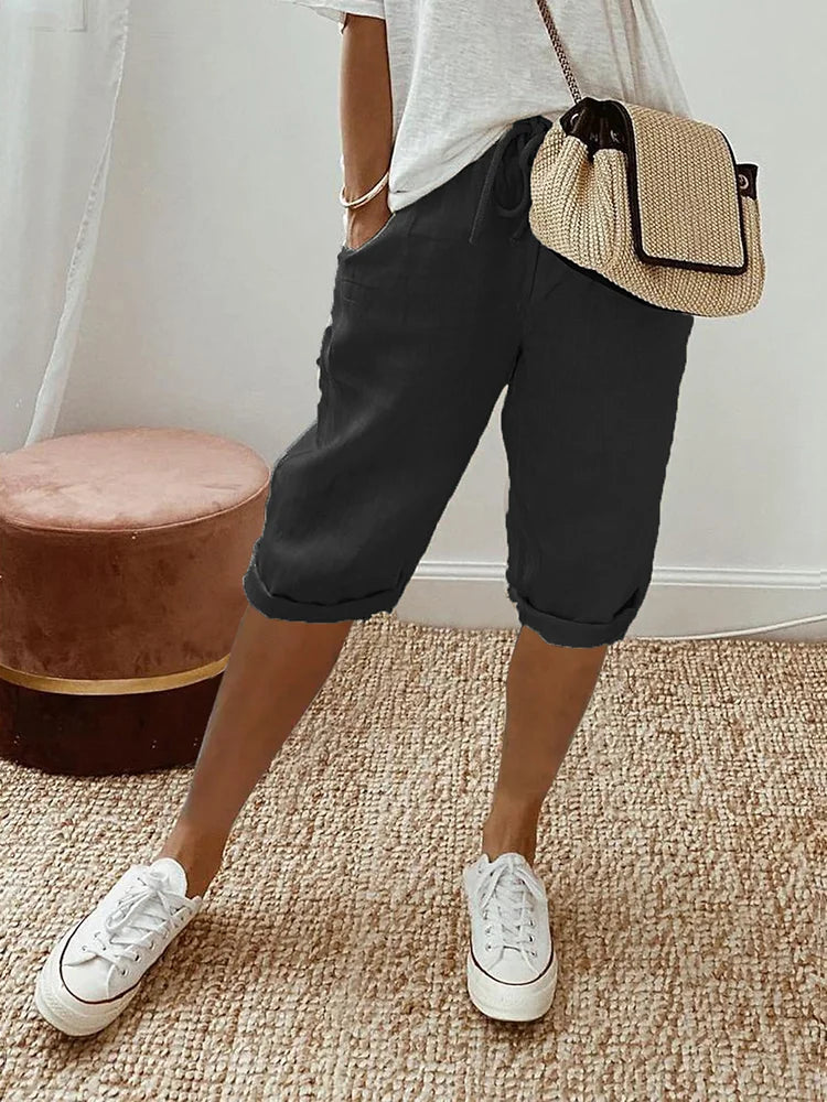 Luxa Mode | Short Cotton-Linen Elegant Pants - Luxa Mode
