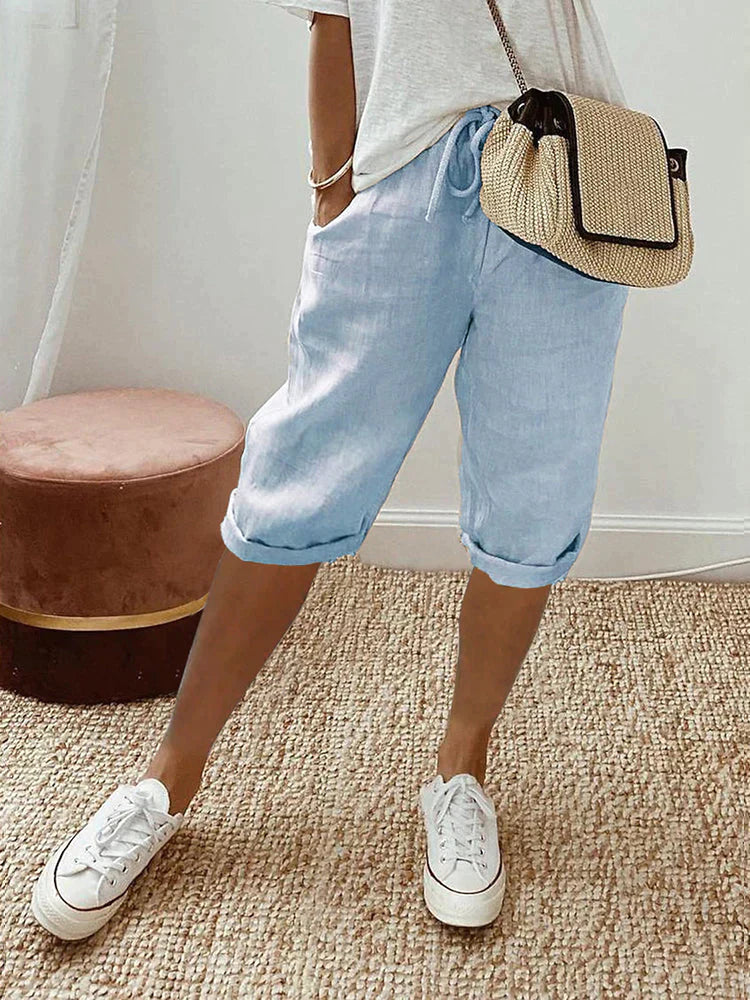 Luxa Mode | Short Cotton-Linen Elegant Pants - Luxa Mode