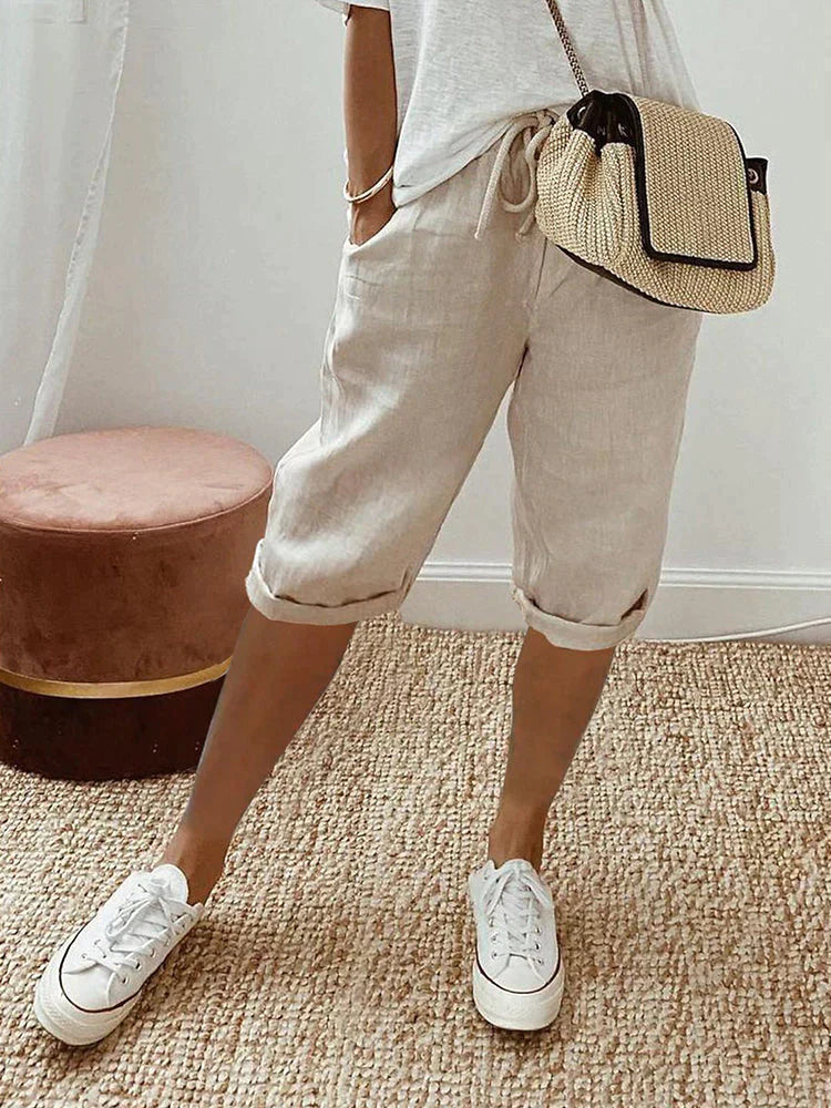 Luxa Mode | Short Cotton-Linen Elegant Pants - Luxa Mode