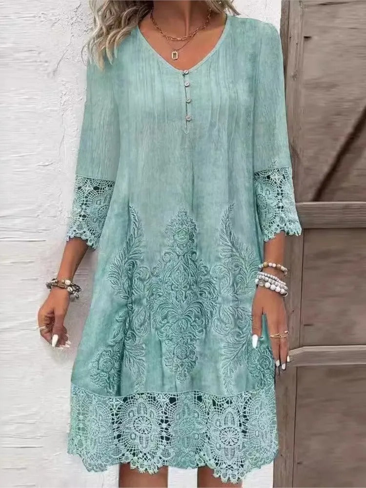 Luxa Mode| V-Neck Lace Dress - Luxa Mode