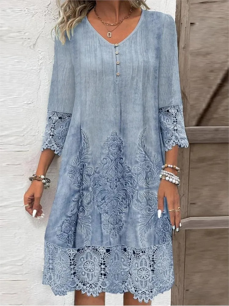 Luxa Mode| V-Neck Lace Dress - Luxa Mode